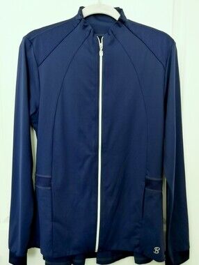 Sofibella Golf & Tennis Women's L Navy Staples Ruffle Full-Zip Jacket - Like New